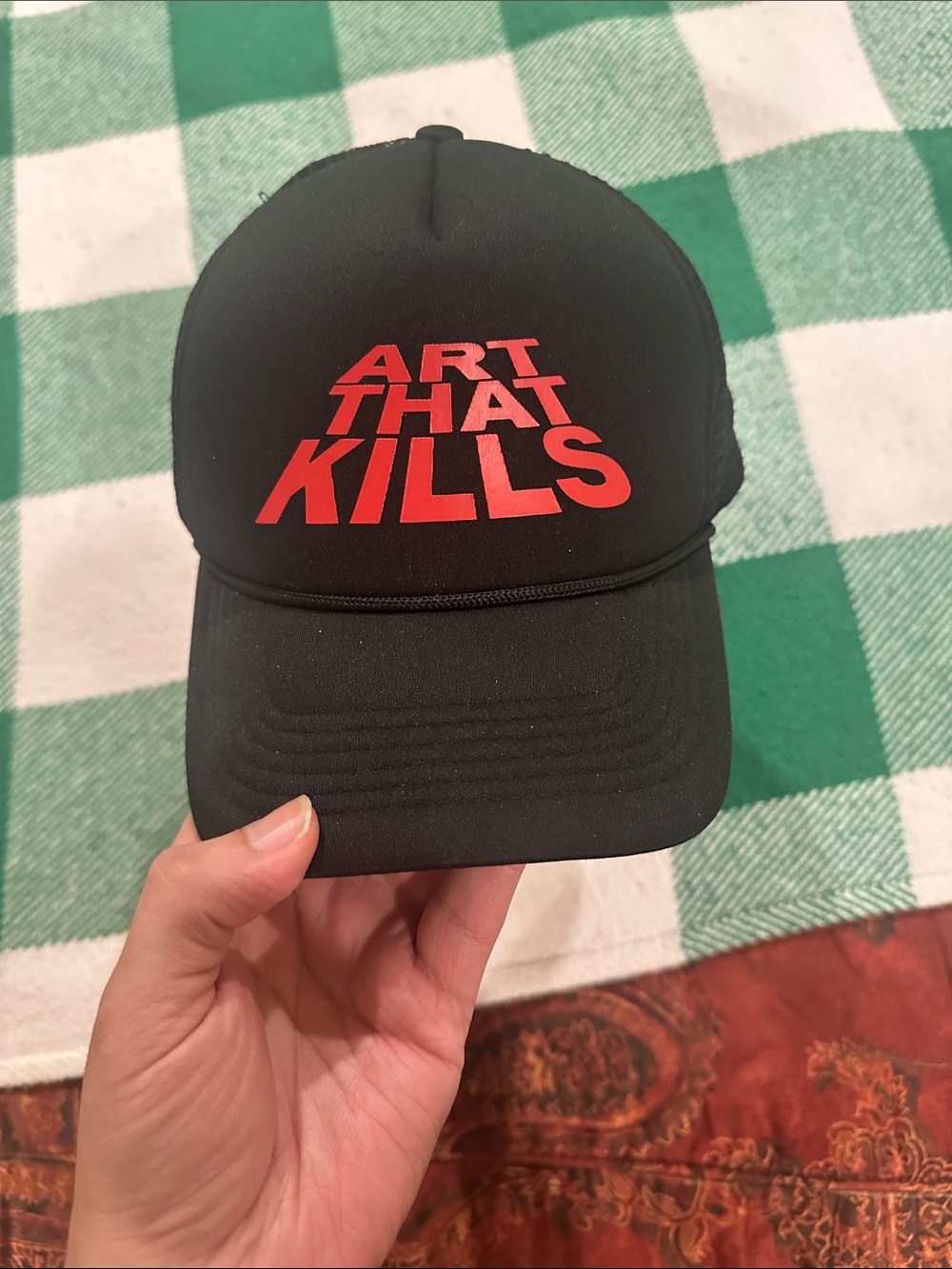 Black Cap with Red "ART THAT KILLS" by Gallery Department